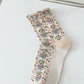 5 Pairs Women Artsy Floral Jacquard Cotton Socks