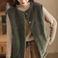 Women Casual Winter Solid Corduroy Plush Cotton Vest Coat