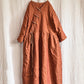 Women Spring Vintage Solid Frog Drawstring Loose Dress