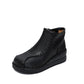 Women Retro Soft Leather Spliced Fleece-lined Mid-Heel Boots