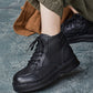 Women Vintage Winter Genuine Leather Low Heel Boots