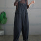 Women Autumn Vintage Zipper Casual Loose Solid Jumpsuits