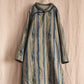 Women Vintage Worn Stripe Frog Robe Dress