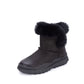 Women Solid Leather Plush Spliced Winter Boots