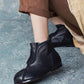 Women Genuine Leather Spliced Solid Low Heel Ankle Boots