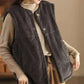 Women Casual Winter Solid Corduroy Plush Cotton Vest Coat