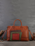 Women Leather Patchwork Laege Capacity Hand Bag Shoulder Bag