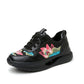 Women Fashion Lotus Embroidery Genuine Leather Sport Shoes