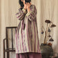 Women Vintage Worn Stripe Frog Robe Dress