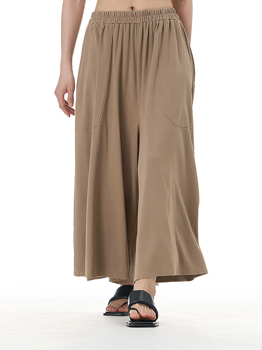 Women Summer Casual Solid Wide-leg Loose Pants