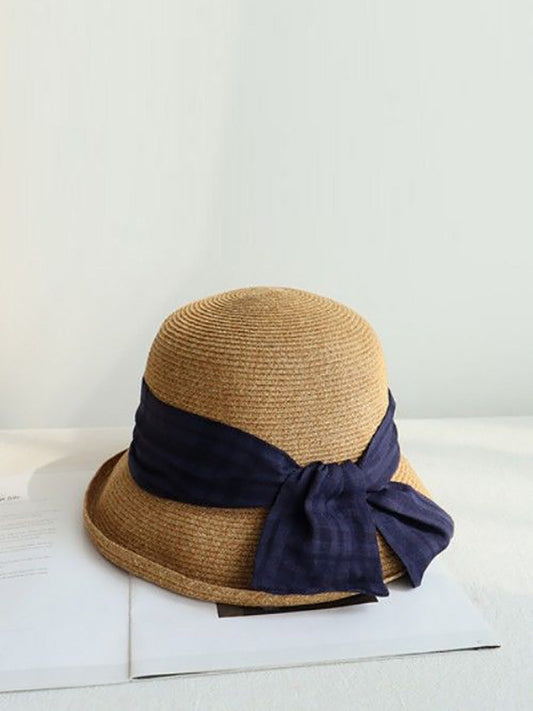 Women Summer Artsy Straw Bowknot Sunproof Hat