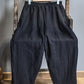 Women Vintage Spring Linen Solid Harem Pants