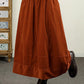 Women Vintage Autumn Solid Spliced Cotton Skirt