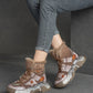 Women Vintage Leather Spliced Fleece-lined Platform Boots