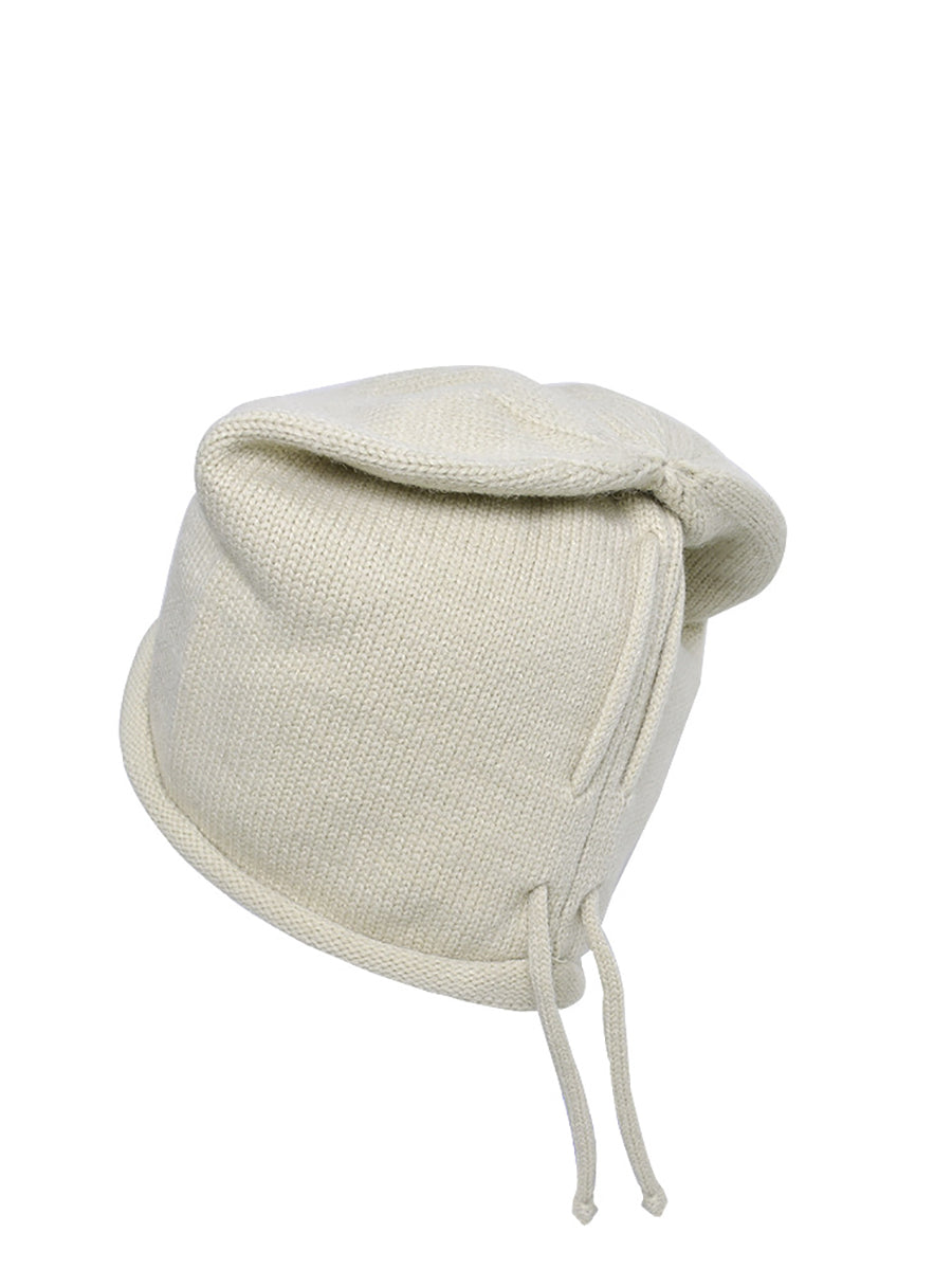 Women Autumn Pure Color Strap Knit Hat