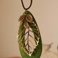 Artsy Hollow Out Metal Leaf Oval Wool Necklace