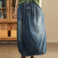 Women Autumn Casual Solid Back Hem Split Denim Skirt