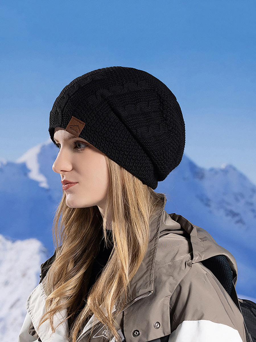 Women Winter Casual Fleece-lined Knit Solid Hat