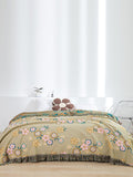 100% Cotton Flower Jacquard Bedcover Sofa Blanket