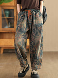 Women Casual  Tie-dye Autumn Strap Denim Harem Pants