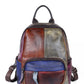 Women Colorblock Hand Painted Outdoor Leather Backpack