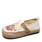 Women Summer Ethnic Embroidery Cloth Linen Flat Shoes