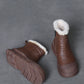 Women Vintage Winter Genuine Leather Fleece-lined Boots