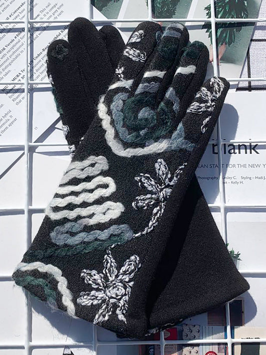 Women Winter Ethnic Warm Outdoor Gloves