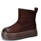 Women Winter Genuine Leather Fleece-lined Platform Boots