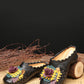 Women Summer Ethnic Leather Flower Spliced Low Heel Sandals