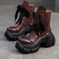 Women Winter Fashion Leather Fleece-lined Platform Boots