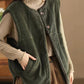 Women Casual Winter Solid Corduroy Plush Cotton Vest Coat