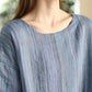 Women Summer Artsy Stripe Loose Linen Dress