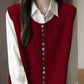 Women Casual Autumn Wool O-Neck Colorful Button Knit Vest