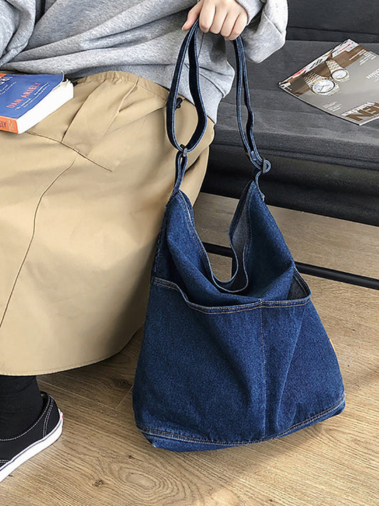 Casual Denim Pocket Large Capacity Shoulder Bag Crossbody Bag