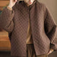 Women Vintage Autumn Rhomboids Buckle Cotton Long Coat