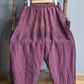 Women Vintage Spring Linen Solid Harem Pants