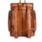 Retro Pure Color Leather Zipper Large Capacity Backpack