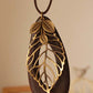 Artsy Hollow Out Metal Leaf Oval Wool Necklace