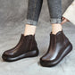 Women Vintage Genuine Leather Spliced Flat Boots