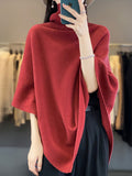 Women Winter Casual Solid Knit Warm Turtleneck Shawl