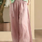 Women Summer Dual-layer Wide-leg Ramie Pants