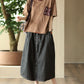 Women Casual Pocket Button Loose Sold Denim Skirt