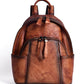 Women Retro Leather Zipper Large Capacity Backpack