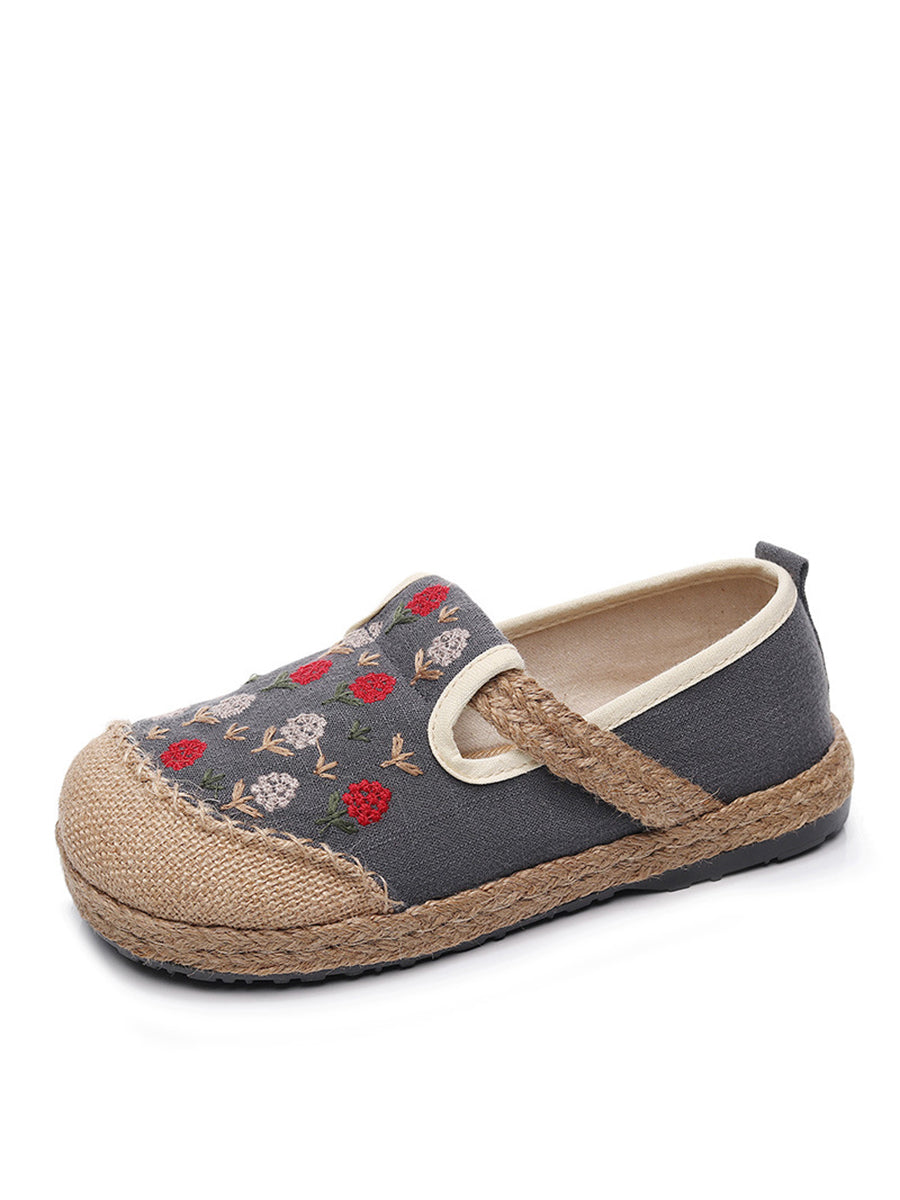 Women Summer Artsy Embroidery Linen Cotton Shoes