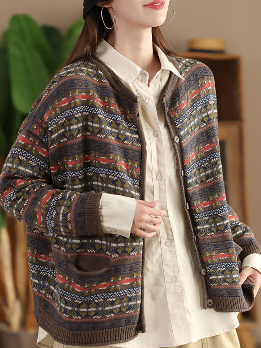 Women Autumn Cotton Knit Cardigan Sweater