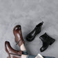 Women Casual Genuine Leather Low Heel Martin Boots