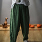 Women Vintage Spring Linen Solid Harem Pants