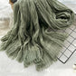 Women Autumn Casual Shirred Pure Color Shawl Scarf