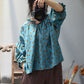 Women Vintage Floral Spring Cotton Blouse